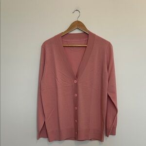 Woolx Gia‎ Pink Cardigan Marino Wool Sweater Size Medium NWT